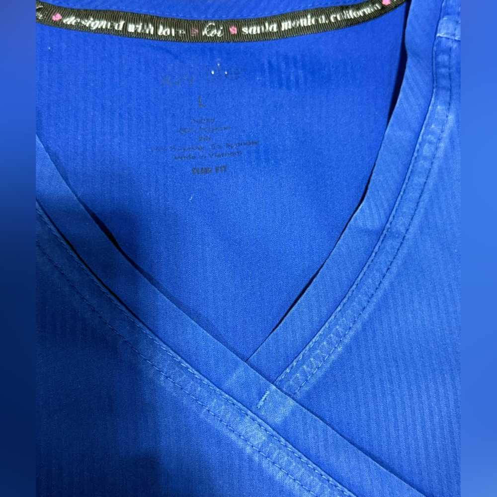 Koi Lite Women's Philosophy 3-Pocket Mock-Wrap Scrub Top in Blue Size Large - Picture 8 of 10